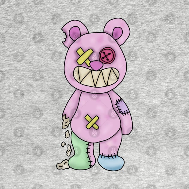 Zombie creepy kawaii teddy bear by Becky-Marie